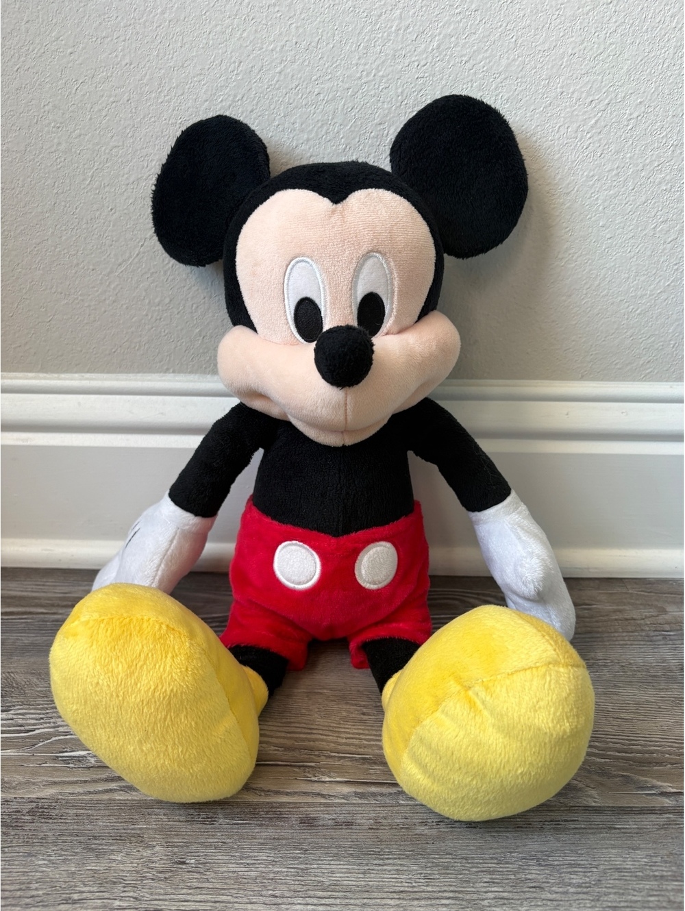 Disney Mickey Mouse Plush 18” Classic Red Shorts Yellow Shoes Stuffed Animal